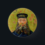 Van Gogh Postman. Portrait impressionism art Button<br><div class="desc">Van Gogh "The Postman (Joseph Roulin)" button. Impressionism art.</div>