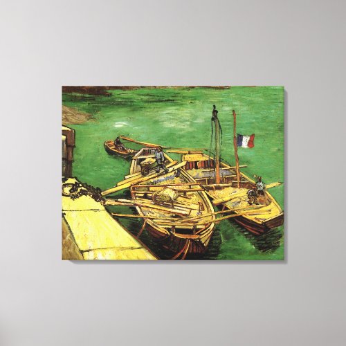 Van Gogh Quay with Men Unloading Sand Barges Canvas Print