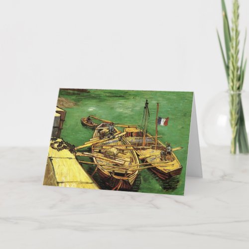 Van Gogh Quay with Men Unloading Sand Barges Card