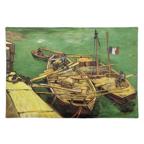 Van Gogh Quay with Men Unloading Sand Barges Cloth Placemat