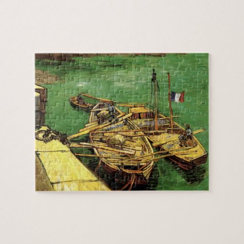 Van Gogh Quay with Men Unloading Sand Barges Jigsaw Puzzle