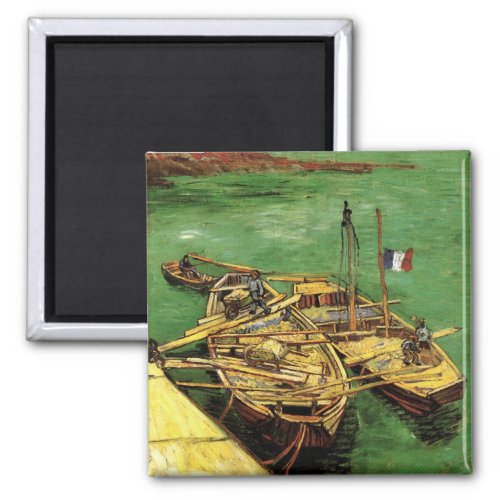 Van Gogh Quay with Men Unloading Sand Barges Magnet
