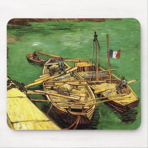 Van Gogh Quay with Men Unloading Sand Barges Mouse Pad