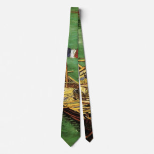 Van Gogh Quay with Men Unloading Sand Barges Neck Tie