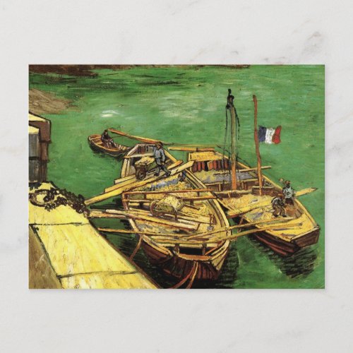 Van Gogh Quay with Men Unloading Sand Barges Postcard