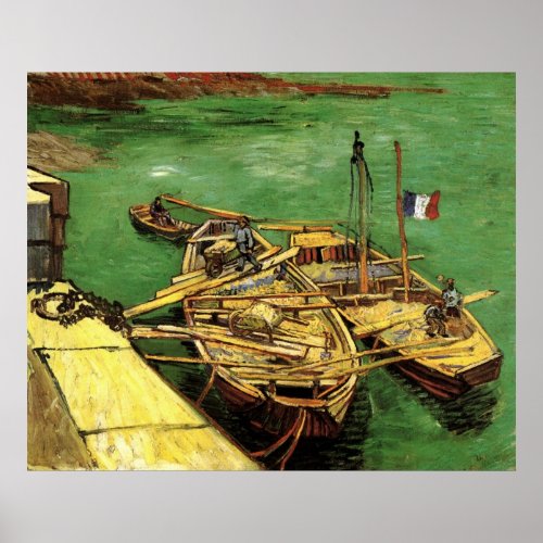 Van Gogh Quay with Men Unloading Sand Barges Poster
