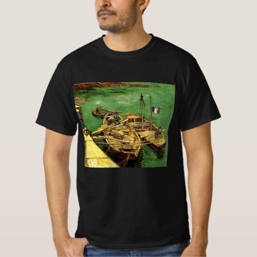 Van Gogh Quay with Men Unloading Sand Barges T_Shirt