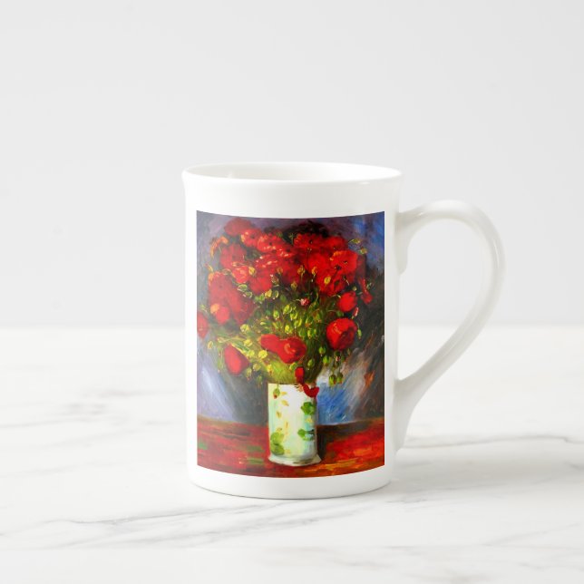 Van Gogh Red Poppies Bone China Mug (Right)