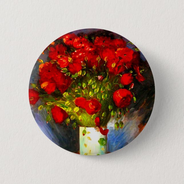 Van Gogh Red Poppies Button (Front)