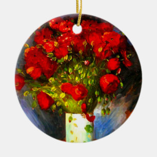 Van Gogh Red Poppies Ceramic Ornament
