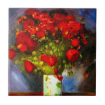 Van Gogh Red Poppies Ceramic Tile<br><div class="desc">Tile featuring Vincent van Gogh’s oil painting Vase with Poppies (1886). Gorgeous red poppies are arranged in a white vase against a blue background. A great gift for fans of Post-Impressionism and Dutch art.</div>