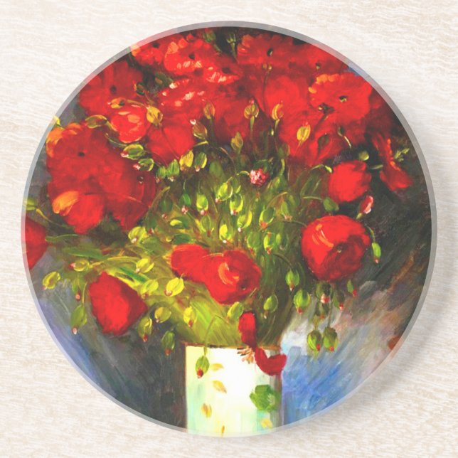 Van Gogh Red Poppies Coaster (Front)