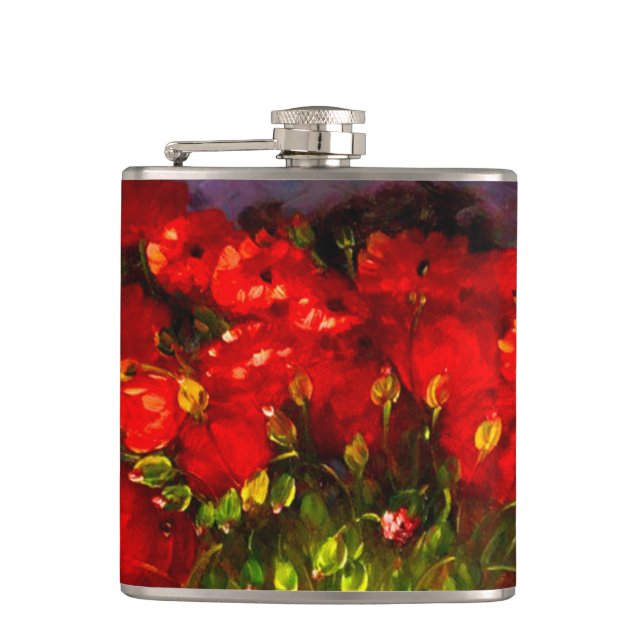 Van Gogh Red Poppies Flask (Front)