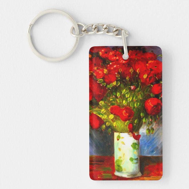 Van Gogh Red Poppies Keychain (Front)