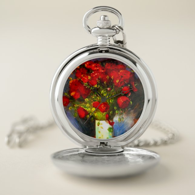 Van Gogh Red Poppies Pocket Watch (Inside)