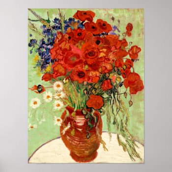 Van Gogh Red Poppies Still Life Poster by lazyrivergreetings at Zazzle