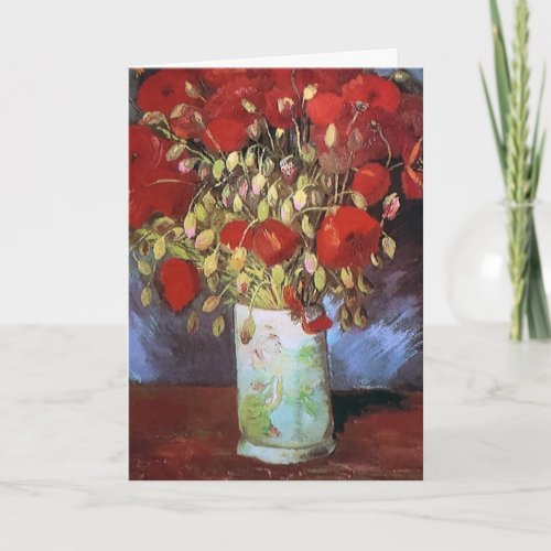 Van Gogh Red Poppies Thank You  Card