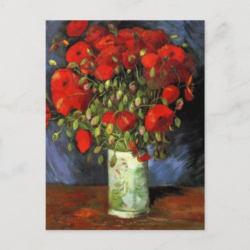 Van Gogh Red Poppies Vintage Save the Date Announcement Postcard