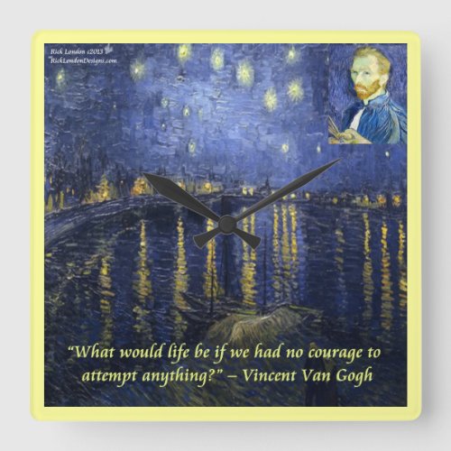 Van Gogh Rhone Starry Night  Quote Wall Clock