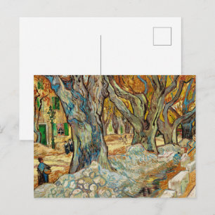 Van Gogh Road Menders Autumn Plane Trees Art Postcard