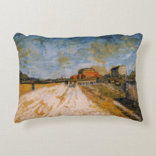 Van Gogh Road Running Beside the Paris Ramparts Accent Pillow