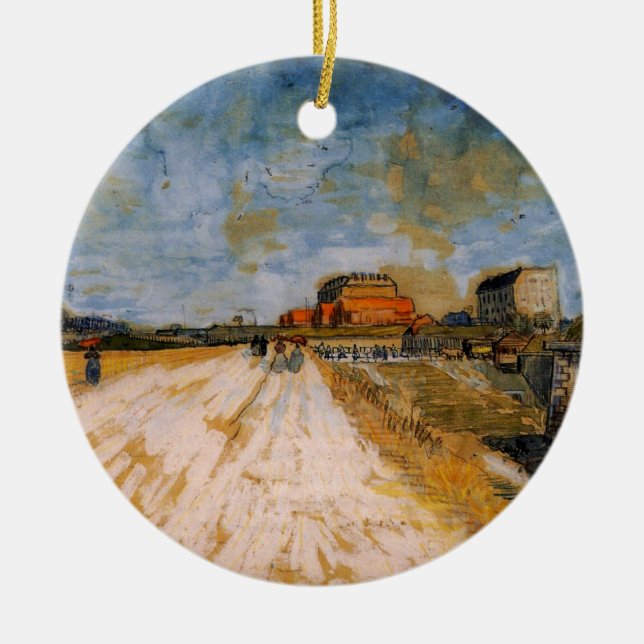 Van Gogh Road Running Beside the Paris Ramparts Ceramic Ornament (Front)