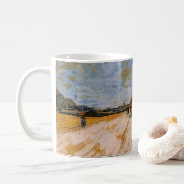 Van Gogh Road Running Beside the Paris Ramparts Coffee Mug (With Donut)