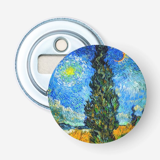 Van Gogh Road with Cypress and Star Bottle Opener (Front)