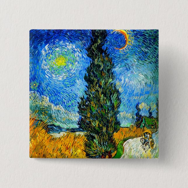 Van Gogh Road with Cypress and Star Button (Front)
