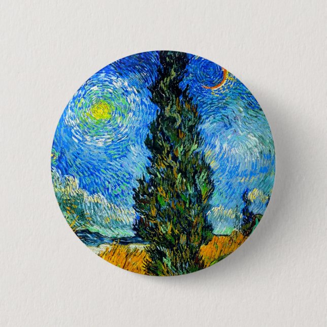 Van Gogh Road with Cypress and Star Button (Front)