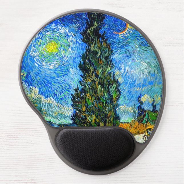 Van Gogh Road with Cypress and Star Gel Mouse Pad (Front)