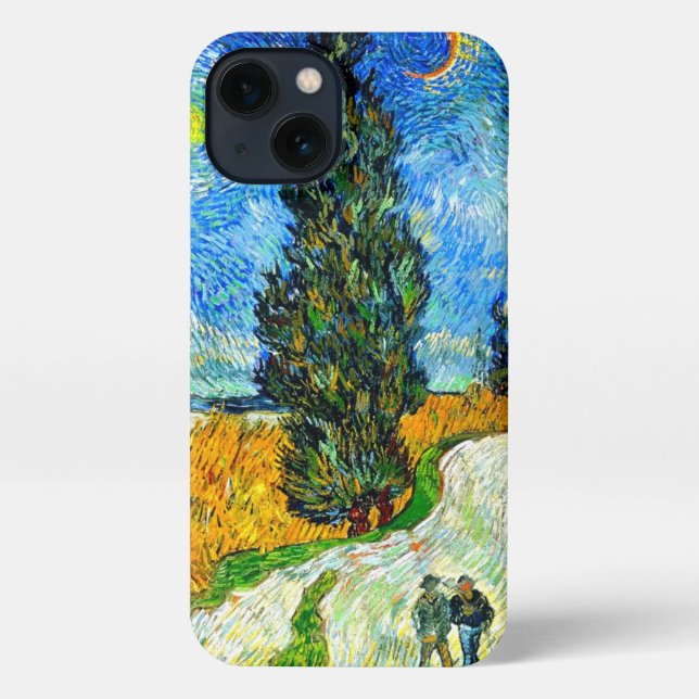 Van Gogh Road with Cypress and Star iPhone Case (Back)