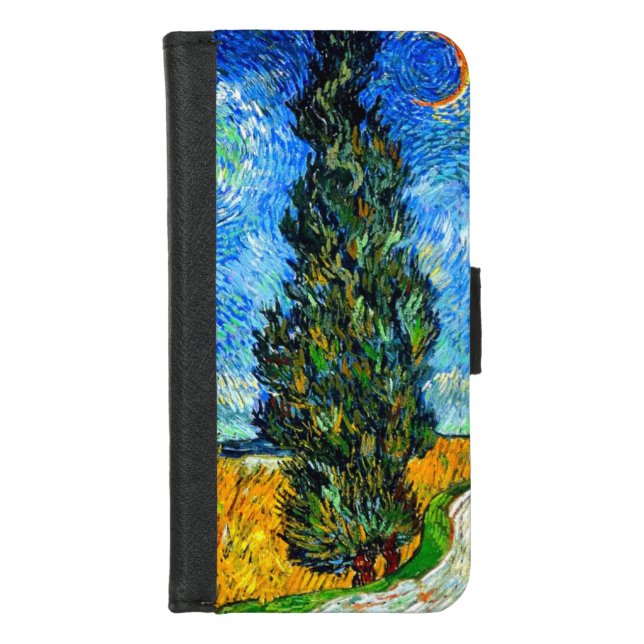 Van Gogh Road with Cypress and Star iPhone Wallet Case (Front)