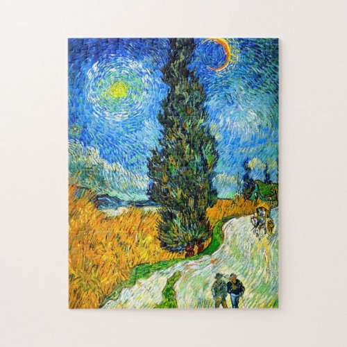 Van Gogh Road with Cypress and Star Jigsaw Puzzle