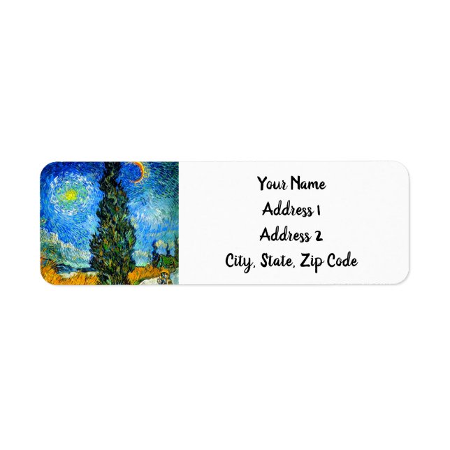Van Gogh Road with Cypress and Star Label (Front)