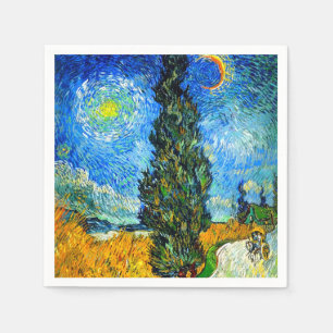 Van Gogh Road with Cypress and Star Napkins