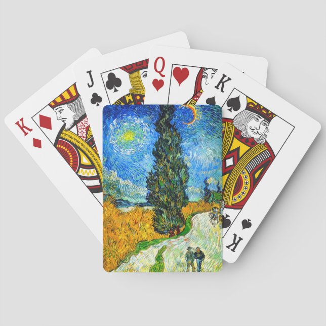 Van Gogh Road with Cypress and Star Poker Cards (Back)