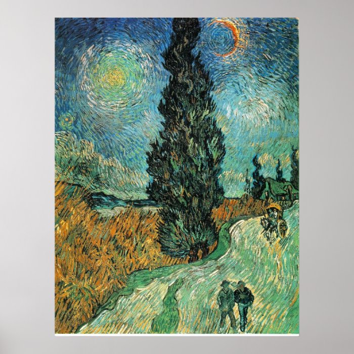 VAN GOGH   ROAD WITH CYPRESS AND STAR PRINT