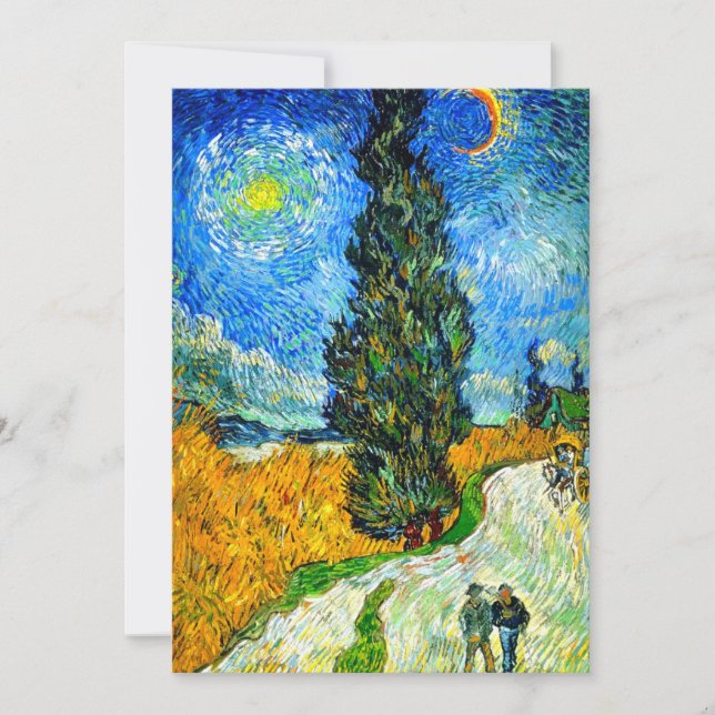 Van Gogh Road with Cypress and Star Save The Date (Front)