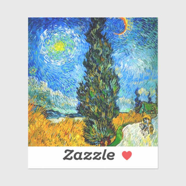 Van Gogh Road with Cypress and Star Sticker (Sheet)