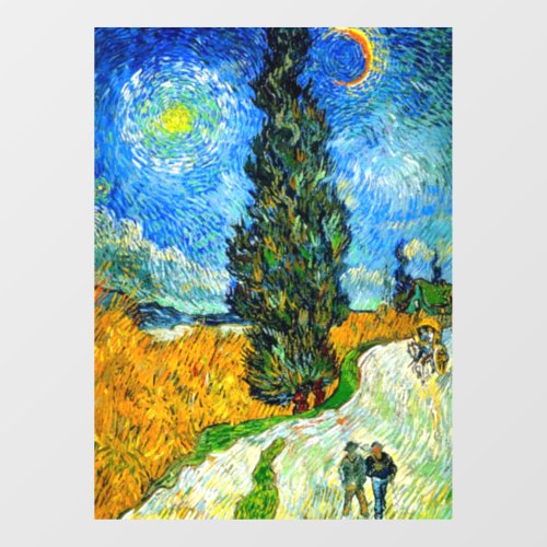 Van Gogh Road with Cypress and Star Window Cling