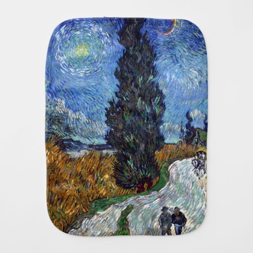 Van Gogh Road With Cypresses Impressionism Baby Burp Cloth