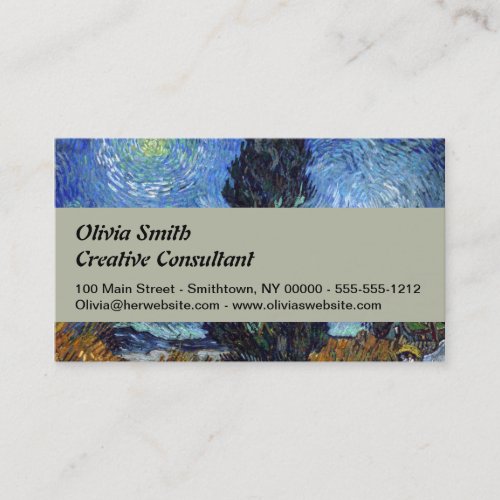 Van Gogh Road With Cypresses Impressionism Business Card