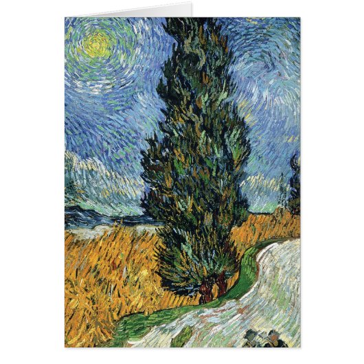 Van Gogh Road With Cypresses Impressionism Cards (Front)