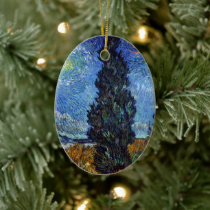 Van Gogh Road With Cypresses Impressionism Ceramic Ornament