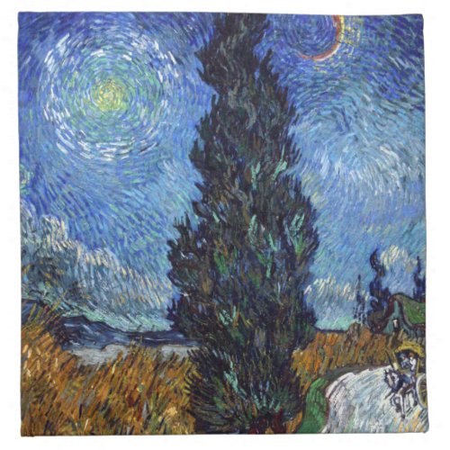 Van Gogh Road With Cypresses Impressionism Cloth Napkin
