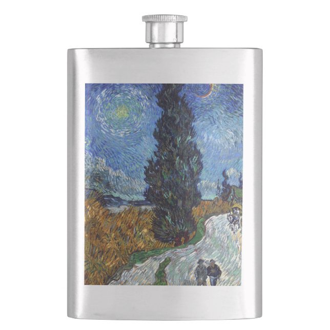 Van Gogh Road With Cypresses Impressionism Flask (Front)
