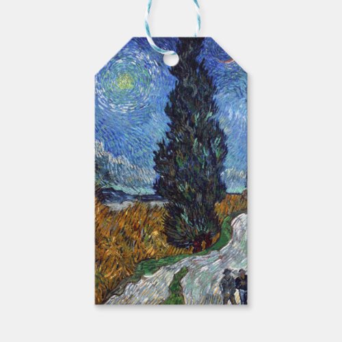 Van Gogh Road With Cypresses Impressionism Gift Tags