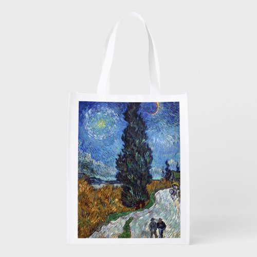 Van Gogh Road With Cypresses Impressionism Grocery Bag