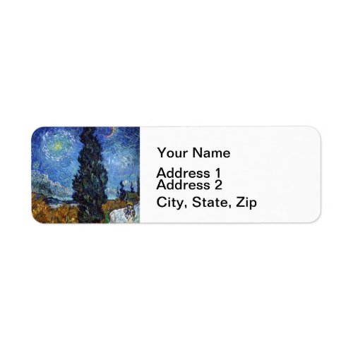 Van Gogh Road With Cypresses Impressionism Label